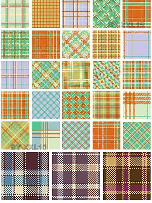 دانلود الگوهای وکتوری پارچه ای و شطرنجی Plaid patterns set