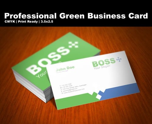 دانلود طرح لایه باز کارت ویزیت حرفه ای PSD Template - Professional Green Business Card