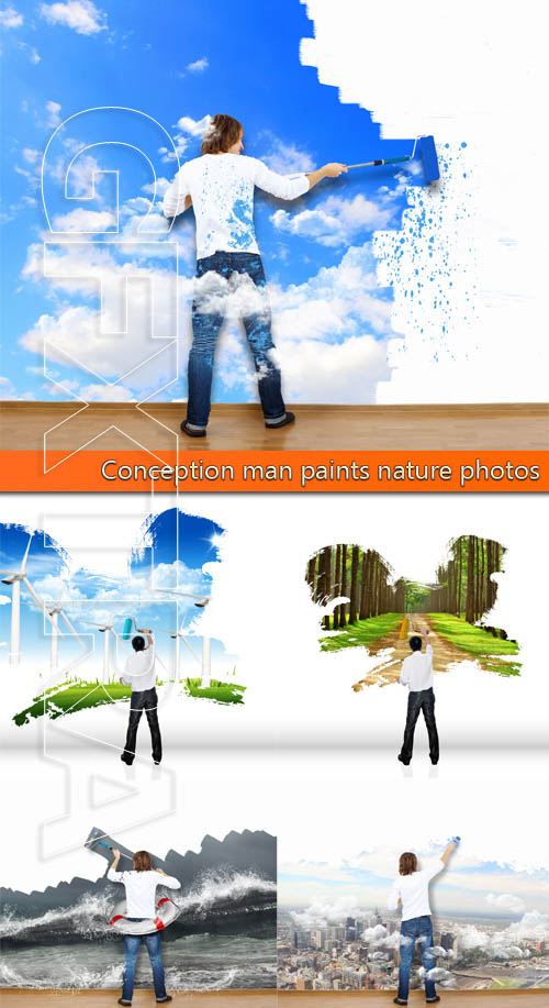 دانلود تصویر استوک با مفهوم نقاشی طبیعت Conception man paints nature photos