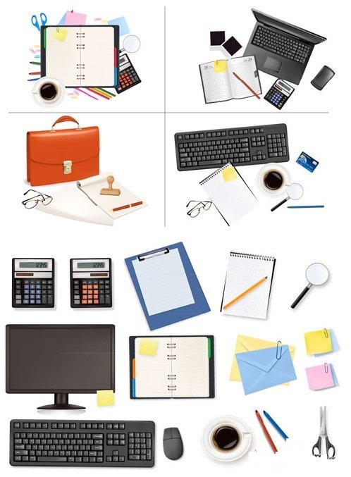دانلود وکتور ست اداری Big Office Supplies Vector