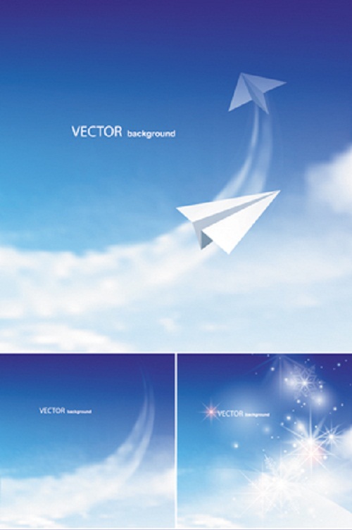 دانلود 4 وکتور زیبای آسمان آبی Blue Sky Backgrounds Vector