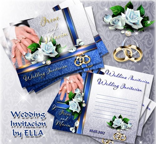 دانلود 2 طرح لایه باز PSD کارت دعوت زیبا برای عروسی شماره 3