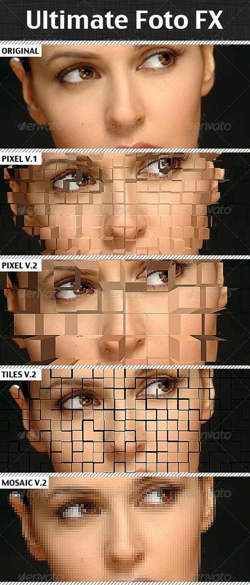 دانلود اکشن مکعبی و شطرنجی کردن عکس در فتوشاپ Ultimate Foto FX