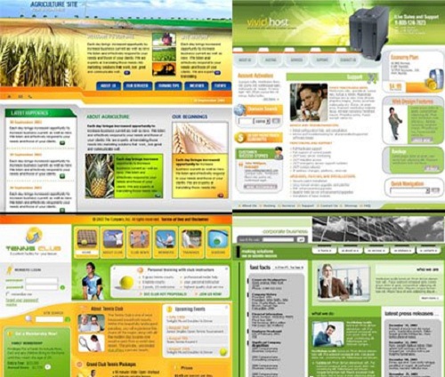 دانلود 10 طرح لایه باز PSD قالب سایت با دو رنگ سبز و زرد