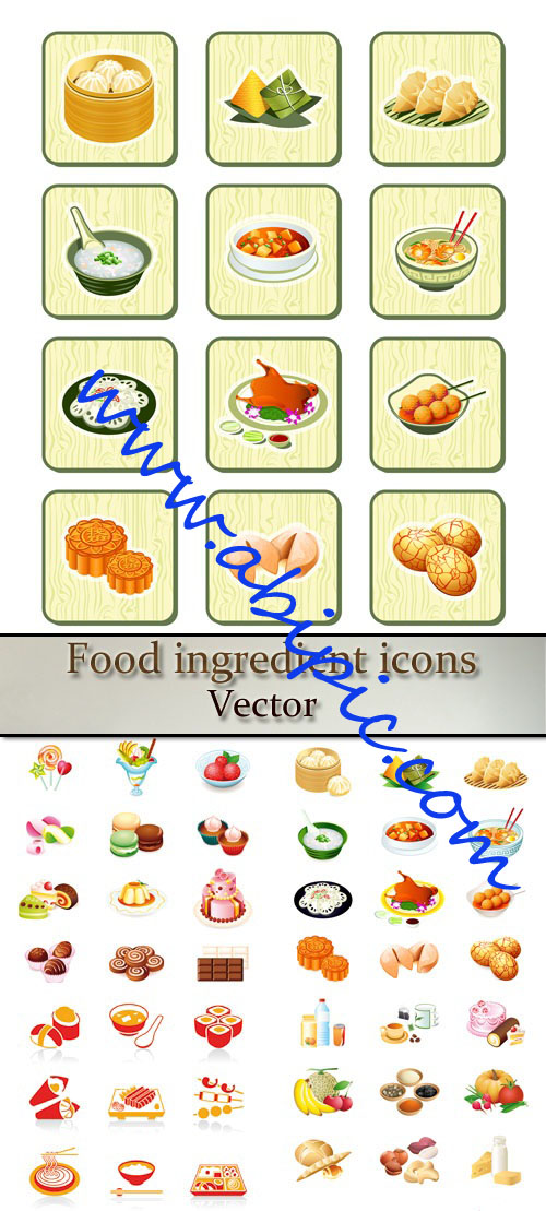 دانلود وکتور آیکون های انواع غذا Food ingredient icons