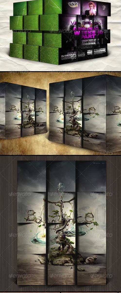 دانلود 7 طرح لایه باز برای ساخت مکعب های 3 بعدی از عکس