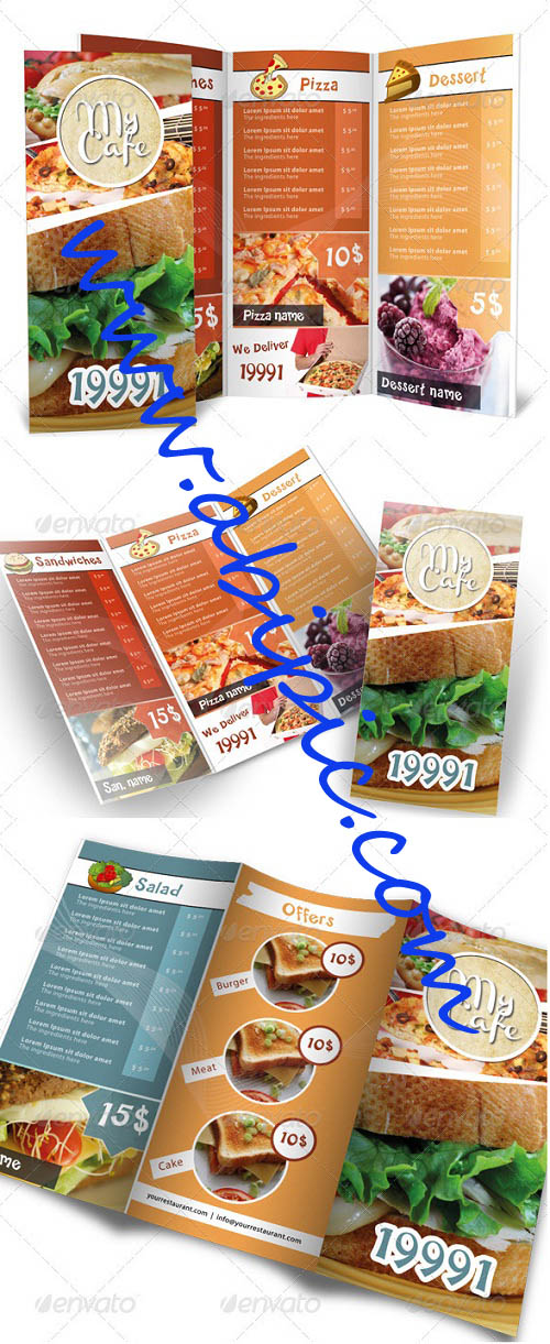 دانلود طرح لایه باز PSD فوق العاده زیبا منو مدرن برای رستوران ها