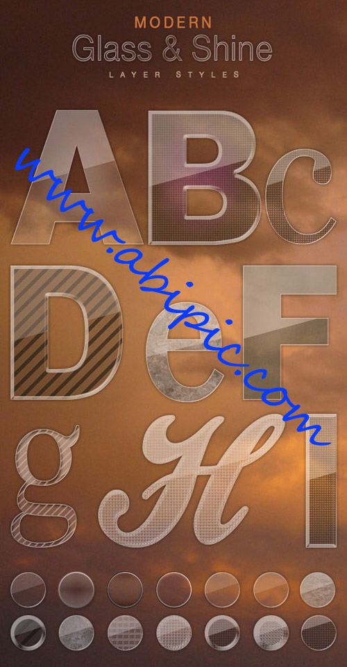 دانلود استایل های شیشه ای مدرن فتوشاپ Modern Glass Shine Styles