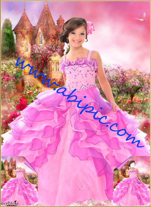 دانلود قالب عکس پرتره لایه باز PSD دخترانه در یک باغ گل رز