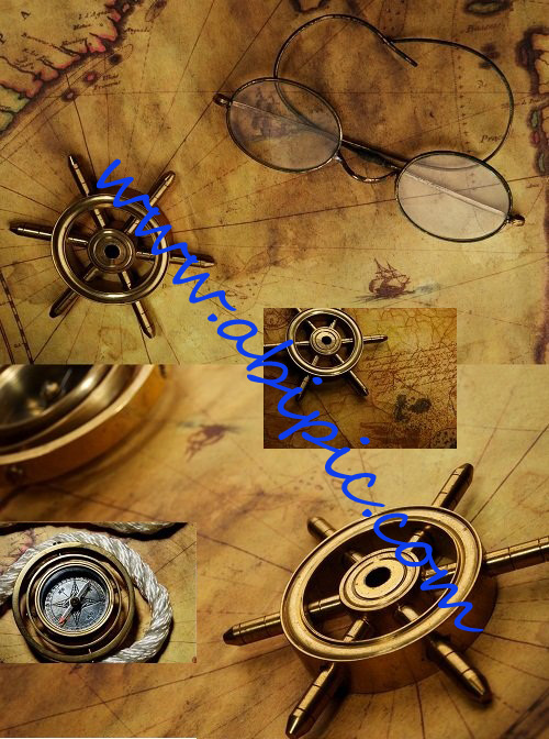 دانلود تصاویر استوک نقشه و قطب نماهای قدیمی Olds Maps & Compass