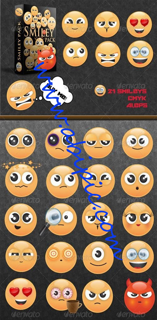 دانلود تصاویر وکتور انواع مختلف اسمایل بامزه Smiley Pack Vector