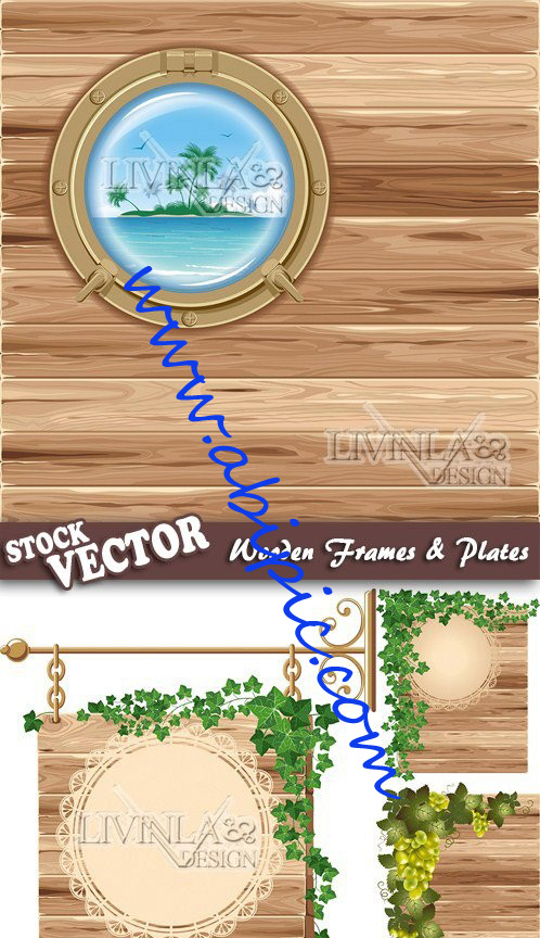 دانلود وکتور کادر و فریم های زیبای چوبی Stock Vector - Wooden Frames