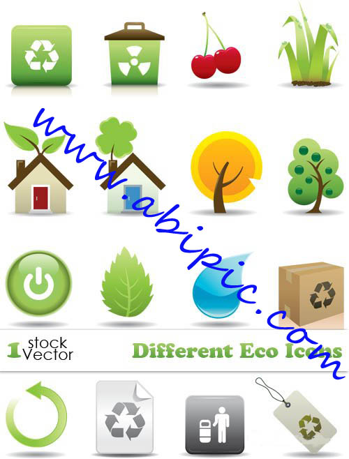 دانلود وکتور آیکون های اکو Different Eco Icons Vector