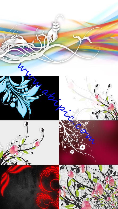 دانلود پس زمینه طراحی با طرح شاخ و برگ درختان Foliage Backgrounds Set