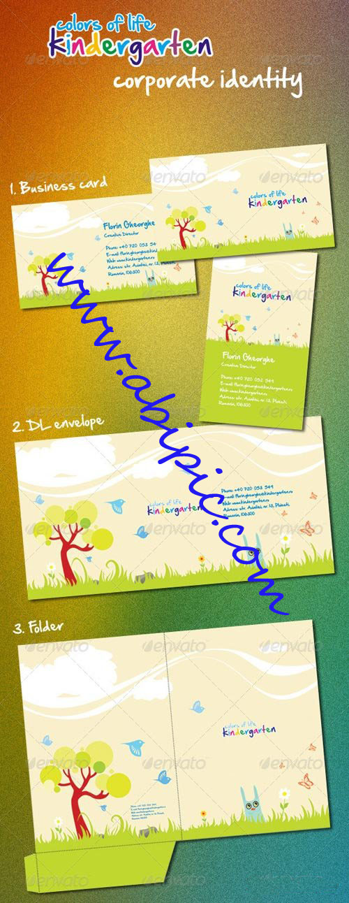 دانلود ست کامل گرافیکی کودکستان Kindergarten Corporate Identity
