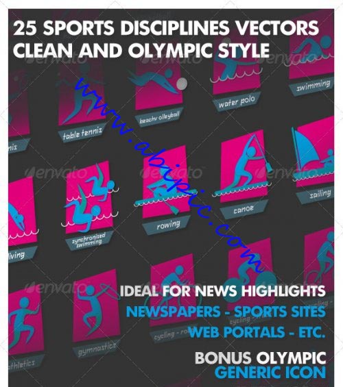 دانلود وکتور آیکون ورزش ها مختلف المپیک Olympia Sport Vector Icons