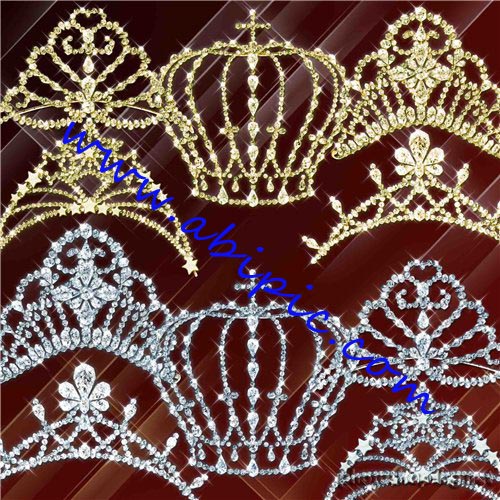 دانلود طرح لایه باز PSD تاج عروس و ملکه Gold and silver tiaras