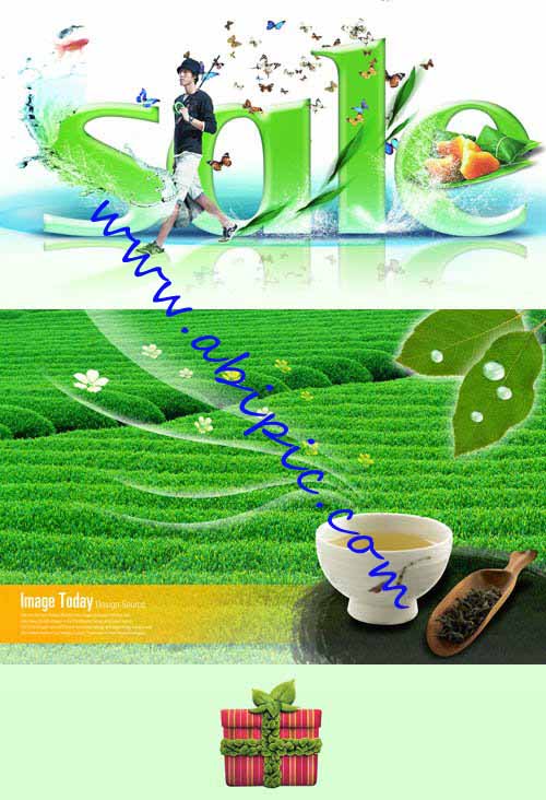 دانلود طرح لایح باز PSD چای سبز Green tea is fresh