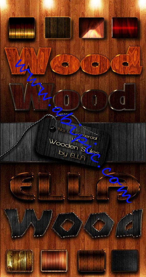 دانلود 12 استایل یا طرح متن حرفه ای چوب برای فتوشاپ