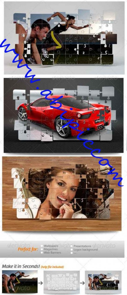 دانلود طرح لایه باز تبدیل عکس به پازل GraphicRiver Your Photos to Puzzle