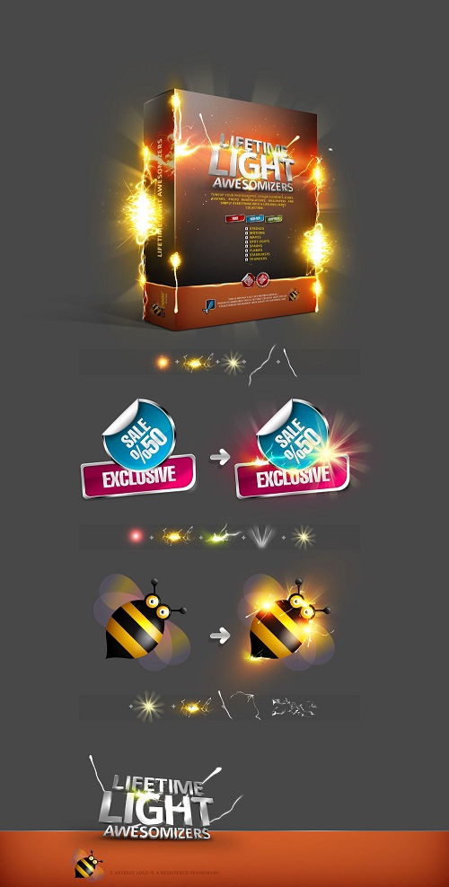 دانلود مجموعه فوق العاده طرح های لایه باز افکت های نورانی برای طراحی