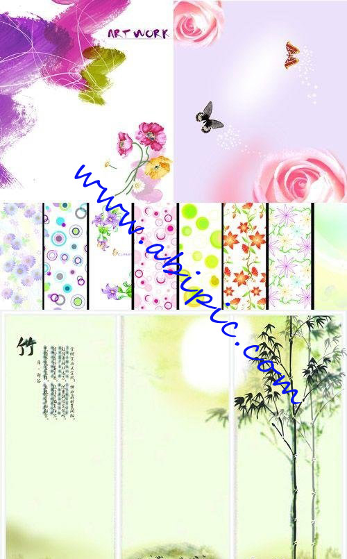 دانلود بکگراند های لایه باز با طرح گل های تابستانی Summer floral backgrounds شماره 2