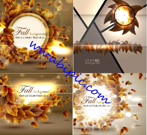 دانلود وکتور های پس زمنیه برگهای پاییزی Shiny autumn background leaves