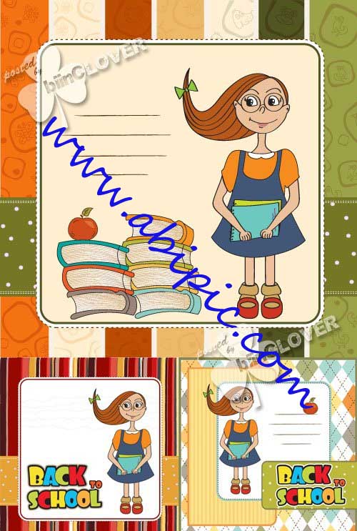 دنلود وکتور کارت های کودکانه با موضوع شروع مدرسه