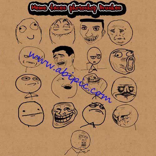 دانلود براش فتوشاپ حالتهای مختلف ترول Brushes Meme Faces