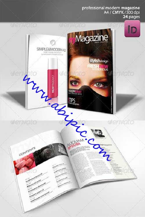 دانلود طرح ایندیزاین مجله 24 صفحه ای Modern Magazine 24 pages