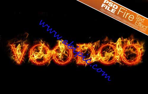 دانلود طرح لایه باز ساخت متن سوزان در فتوشاپ PSD Fire Text Effect