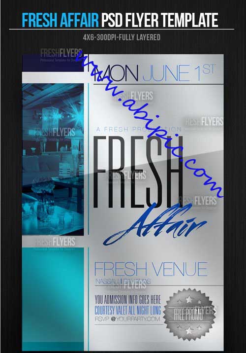 دانلود طرح لایه باز تراکت و پوستر تبلیغاتی Fresh Affair Party Flyer