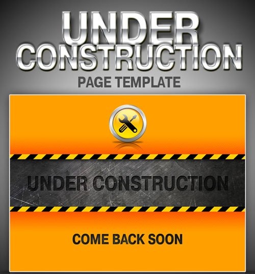 دانلود طرح لایه باز صفحه در حال ساخت Under Construction Page PSD