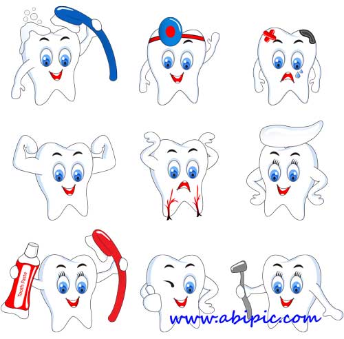 دانلود وکتور آیکون های بامزه دندان Vectors Funny Teeth Icons