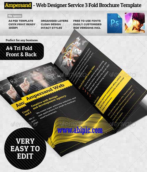 دانلود طرح لایه باز بروشور 3 لت شماره 3 Three Fold Brochure Template