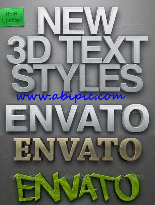 دانلود استایل ها یا افکت های ساخت متن 3 بعدی فتوشاپ New 3D Text Styles