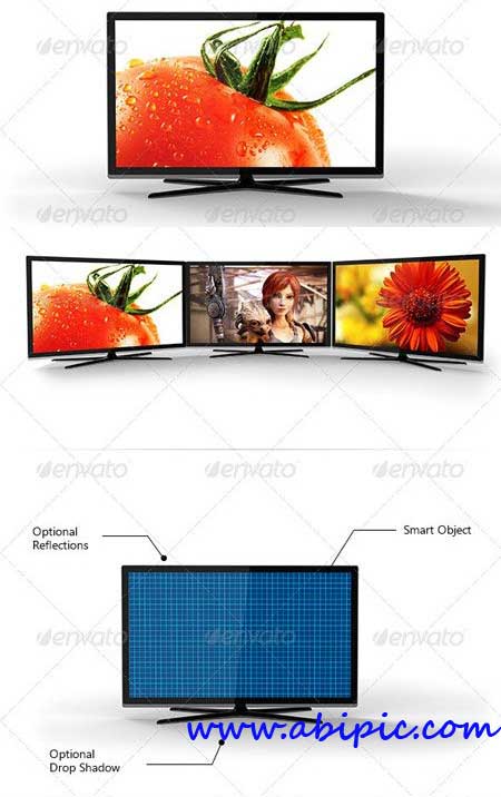 دانلود طرح لایه باز LCD در 4 زاویه مختلف Photorealistic LCD Mock-Up
