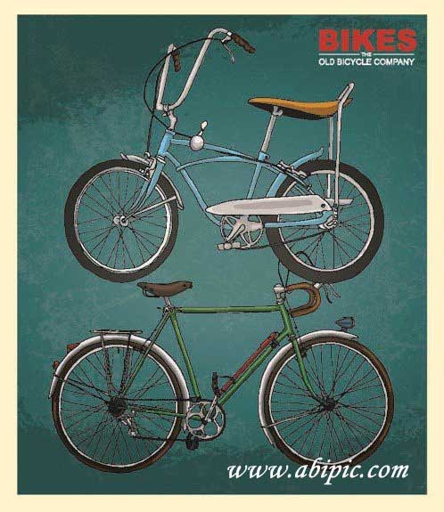 دانلود طرح وکتور دوچرخه های قدیمی Retro Bicycles Vector Set