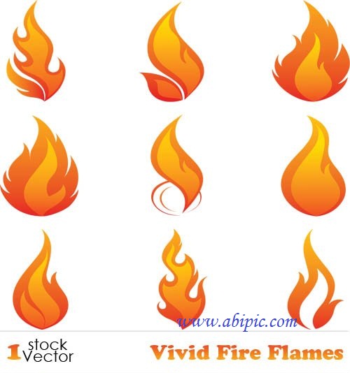 دانلود تصاویر وکتور شعله و آتش Vivid Fire Flames Vector