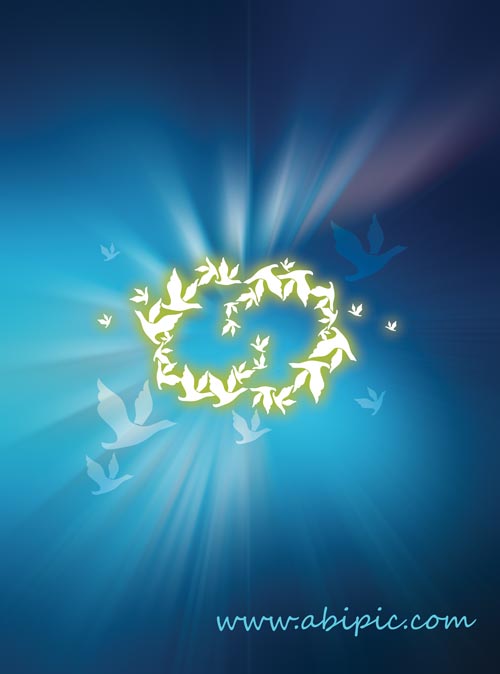 دانلود طرح لایه باز حلقه نورانی پرواز پرندگان در آسمان