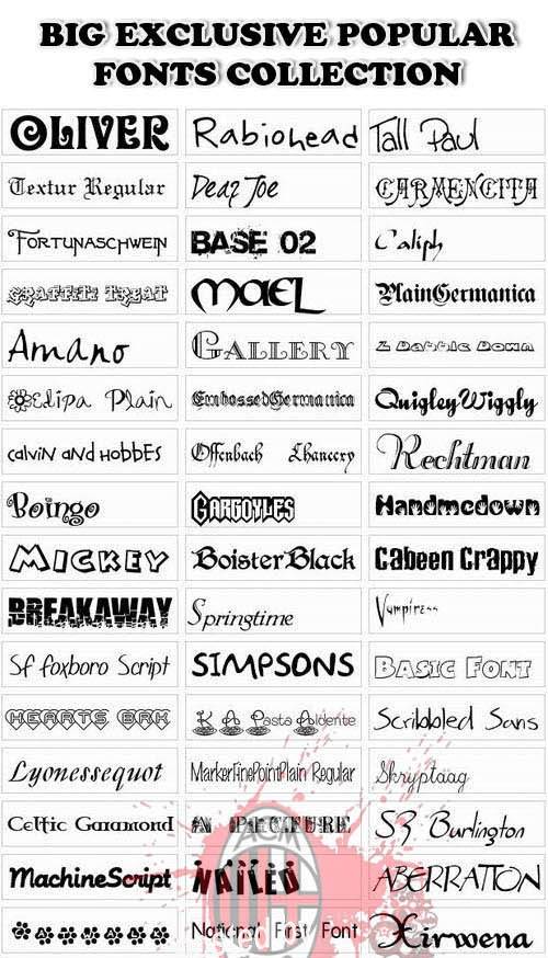 دانلود مجموعه ای از بهترین و معروفترین فونت های انگلیسی Popular Fonts Collection