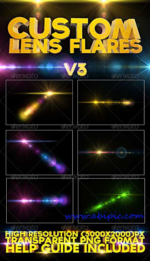دانلود طرح لنزهای و شراره های نورانی GraphicRiver Custom Lens Flares
