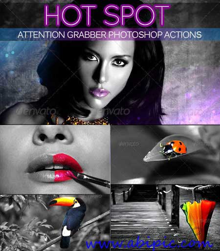 دانلود 3 اکشن زیبای حساس کردن رنگ عکس Hot Spot Photoshop Action