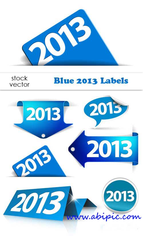 دانلود وکتور لیبل های آبی با طرح سال 2013 Vectors - Blue 2013 Labels