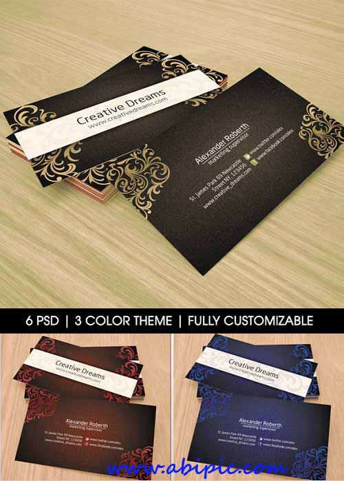 دانلود طرح لایه باز کارت ویزیت شماره 54 با طرح گلدار corporate bussines card