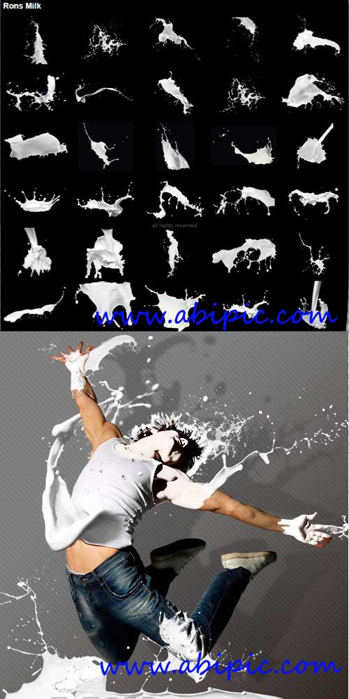 دانلود طرح لایه باز 75 طرح از پاشیده شدن و ریزش شیر Milk spray