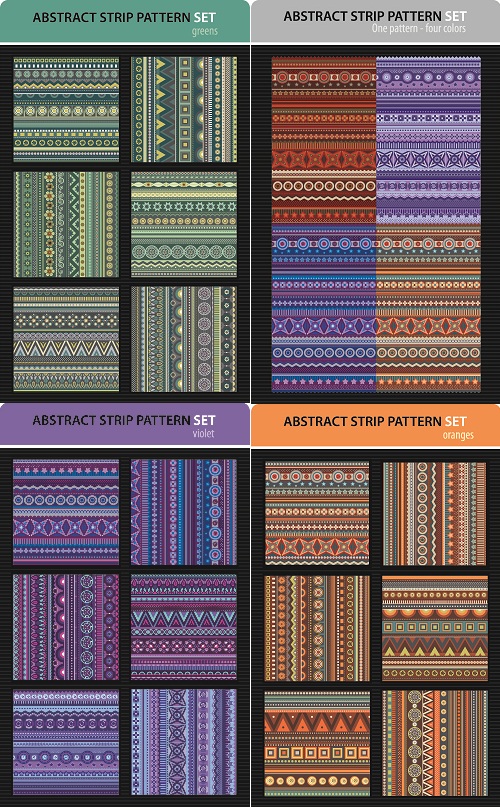 دانلود وکتور پترن های سنتی راه راه و خطی Abstract strip pattern ethnic vector