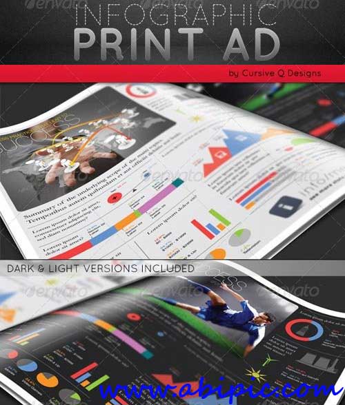 دانلود طرح لایه باز پوستر تبلیغاتی اینفوگرافیک Infographic Print Ad Template