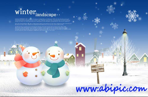 دانلود طرح لایه باز زمستان و آدم برفی PSD Sources Winter Story Two Snowmen