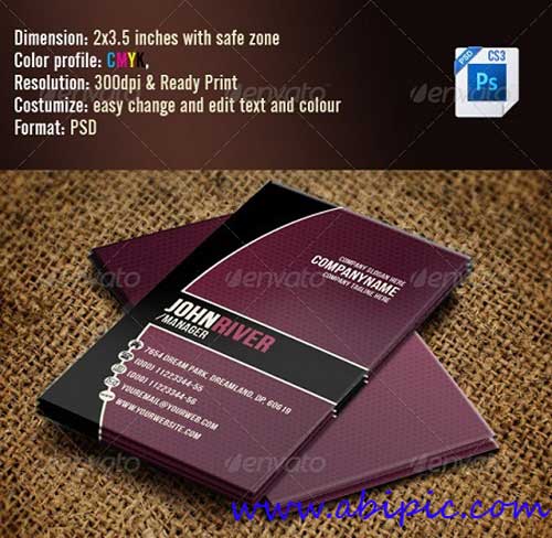 دانلود طرح لایه باز کارت ویزیت بنفش Simple Violet Business Card
